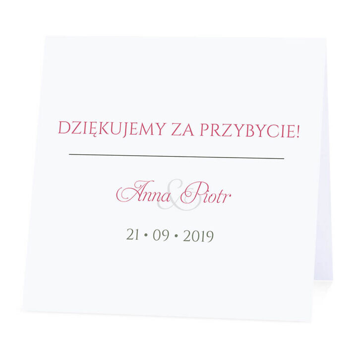 Winietka weselna na stół wizytówka podziękowanie personalizacja