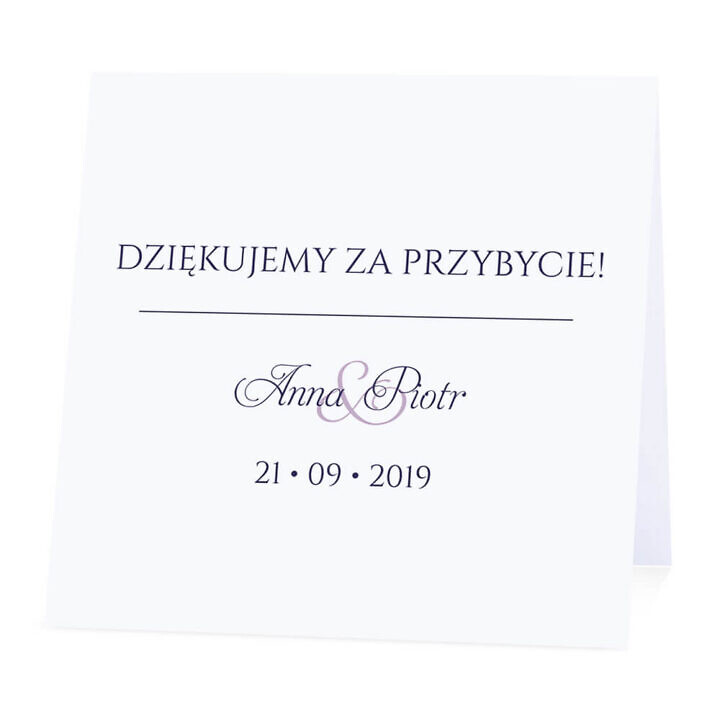 Winietka weselna na stół wizytówka podziękowanie personalizacja