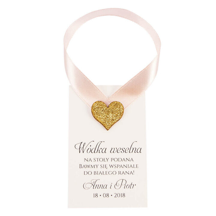 zawieszka na -alkohol weselny w stylu glamour z sercem