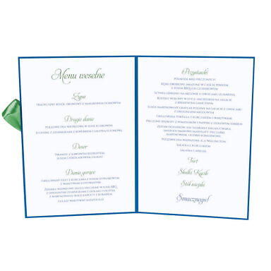 Menu weselne z gałązkami jałowca