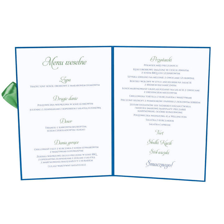 Menu weselne z gałązkami jałowca