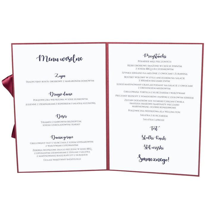 Menu weselne Flowery