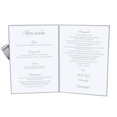 Menu weselne z kwiatami Gipsówki