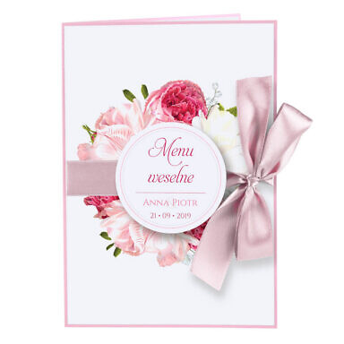Menu weselne z kwiatami Piwonii w12