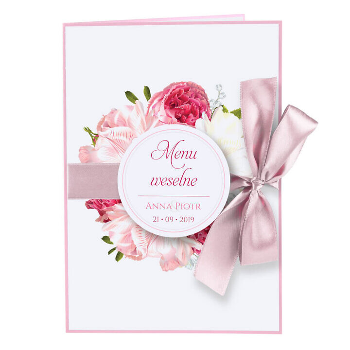 Menu weselne z kwiatami Piwonii w12