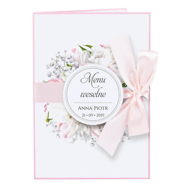 Menu weselne z kwiatami Piwonii w13