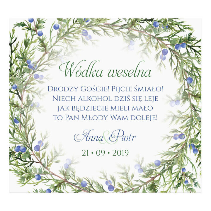 Naklejki na alkohol z gałązkami jałowcav