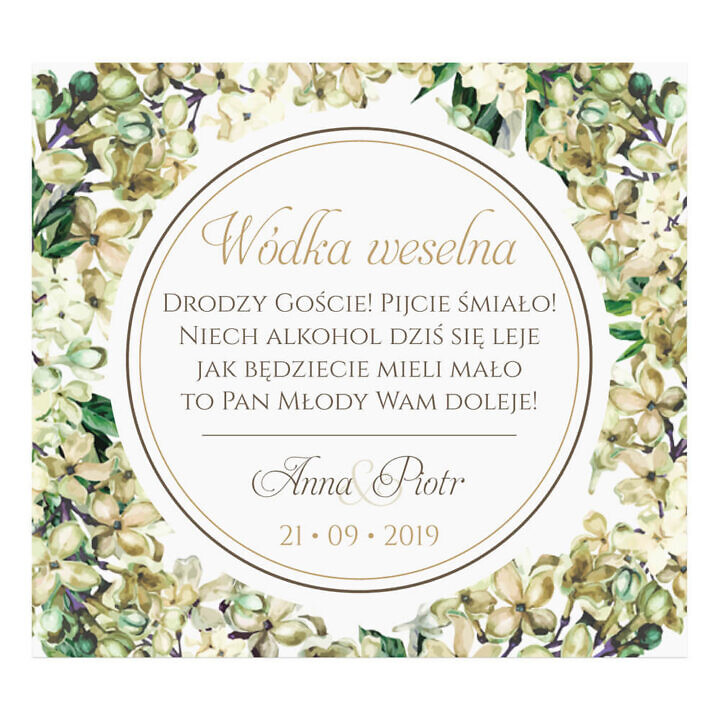 Naklejki na alkohol z kwiatami bzu w2