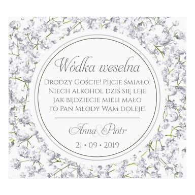Naklejki na alkohol z kwiatami Gipsówki