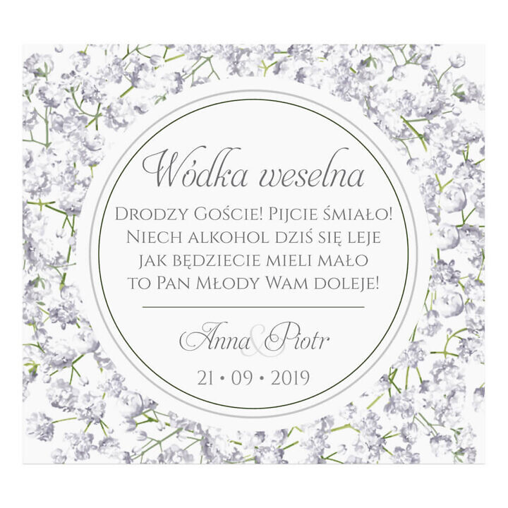 Naklejki na alkohol z kwiatami Gipsówki