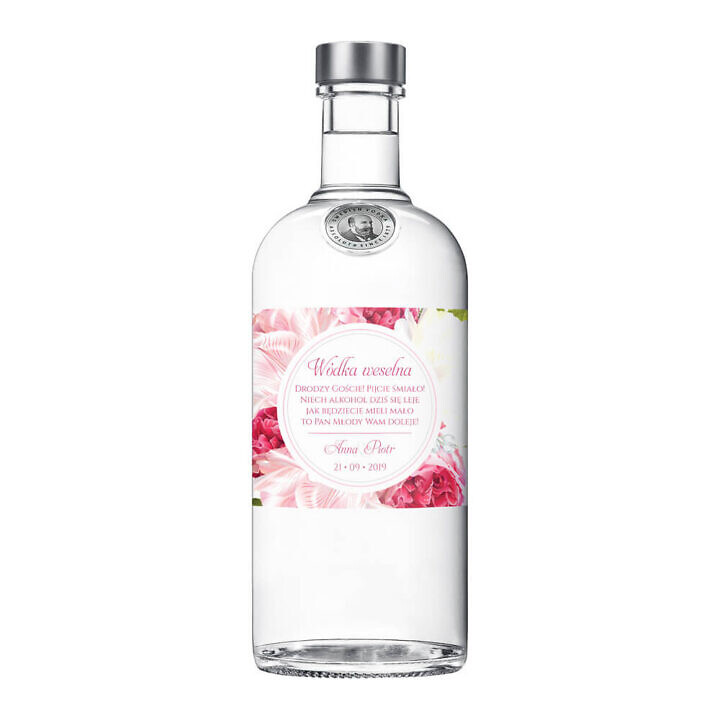 Naklejki na alkohol z kwiatami Piwonii w12