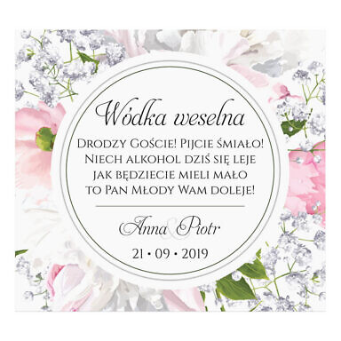 Naklejki na alkohol z kwiatami Piwonii w13