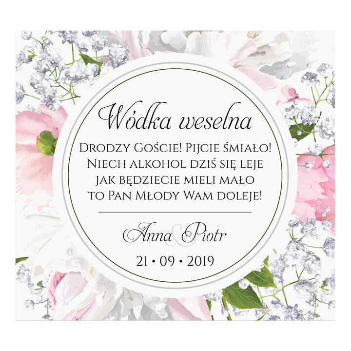 Naklejki na alkohol z kwiatami Piwonii w13