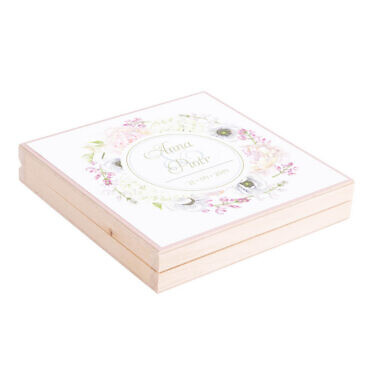 Podziękowanie w drewnianym pudełku Florals w10