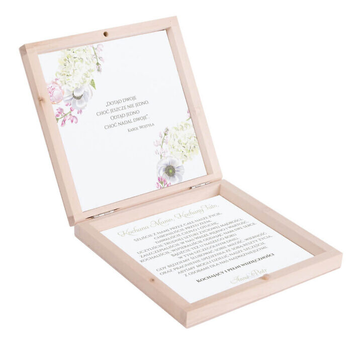 Podziękowanie w drewnianym pudełku Florals w10