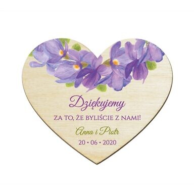 Magnesy serce z Fiołkami
