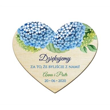 Magnesy serce z kwiatami Hortensji