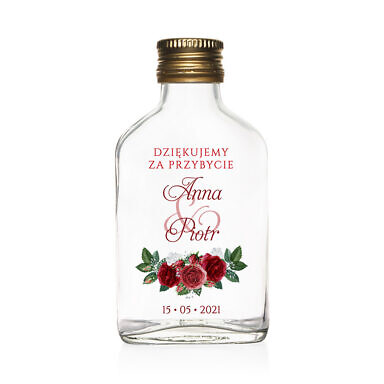 buteleczki weselne 100 ml z nadrukiem kwiatów róży