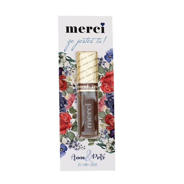 podziękowanie z merci dla gości weselnych model flowery w1