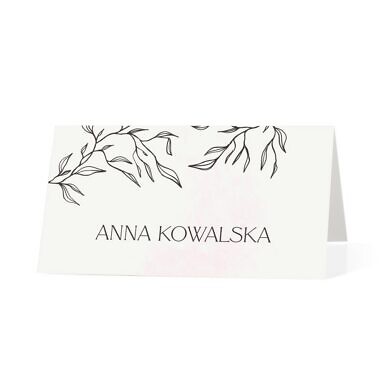 Klasyczna winietka weselna na stół z gałązkami
