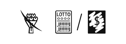Wzór rebusu weselnego 14: kwiaty, kupony lotto, zdrapka