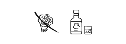 Wzór rebusu weselnego 26: kwiaty, butelka, alkohol, whisky