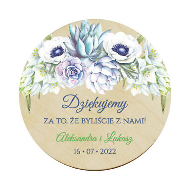 Magnes koło z kwiatami Anemonów i Sukulentów