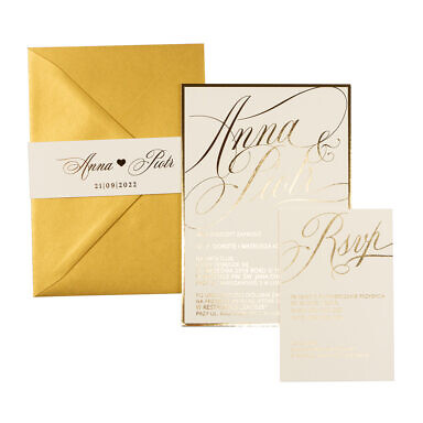 Zaproszenia ślubne Simple Shine Metallic Gold
