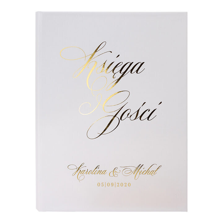 Księga gości złocona biała