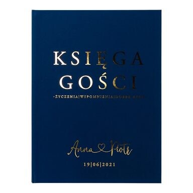 Księga gości złocona blue niebieska