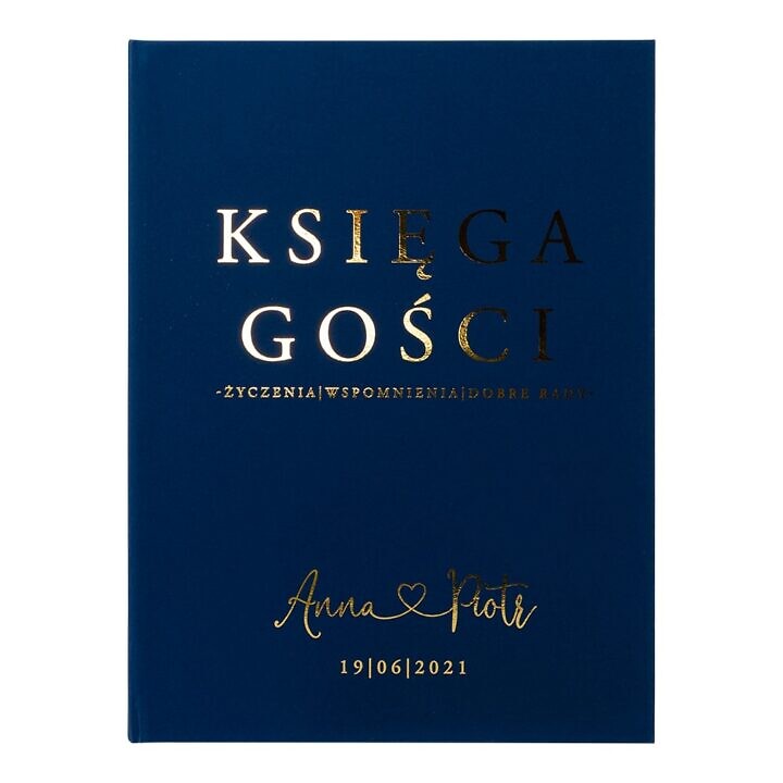 Księga gości złocona blue niebieska