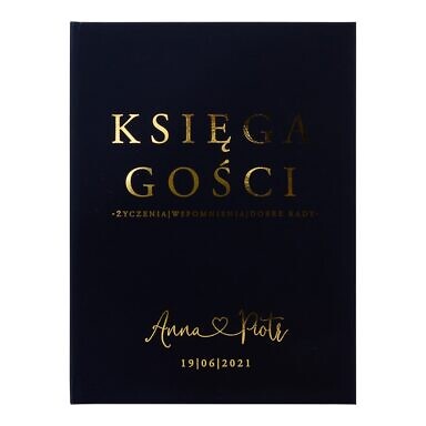 Księga gości złocona dark blue granatowa
