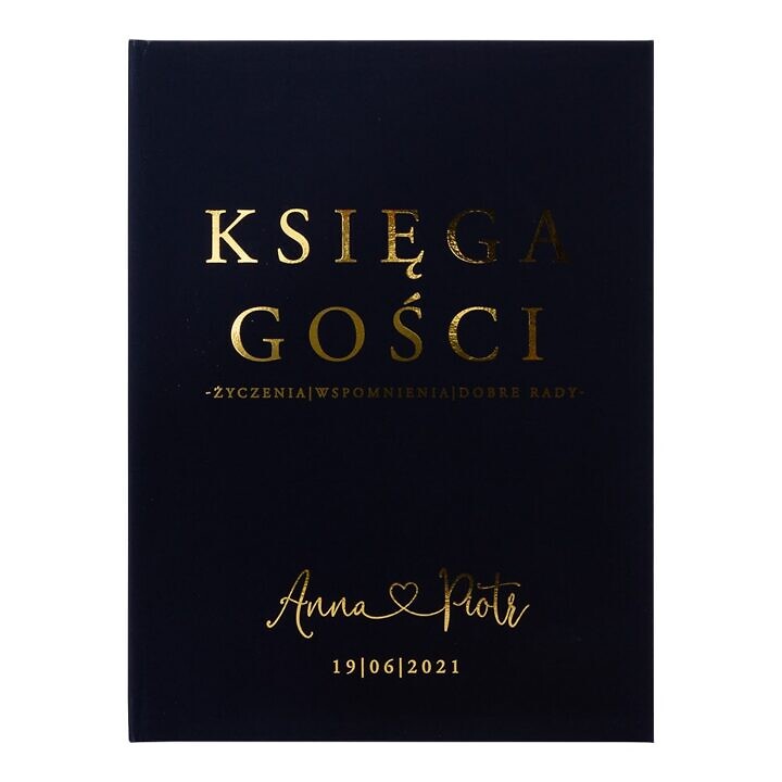 Księga gości złocona dark blue granatowa