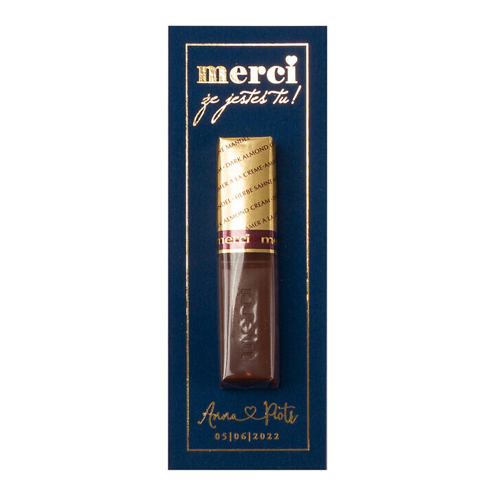 Podziękowanie Merci złocone blue niebieskie