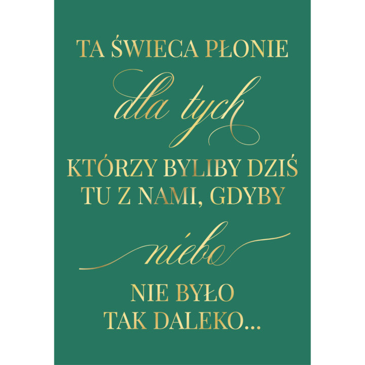Tablica "Ta świeca płonie" w1 ze złoconymi napisami, kolory do wyboru
