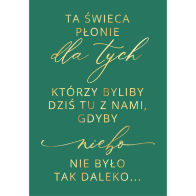 Tablica "Ta świeca płonie..." w2 ze złoconymi napisami, kolory do wyboru