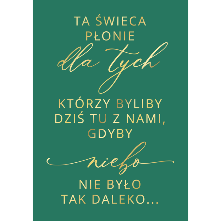Tablica "Ta świeca płonie..." w2 ze złoconymi napisami, kolory do wyboru