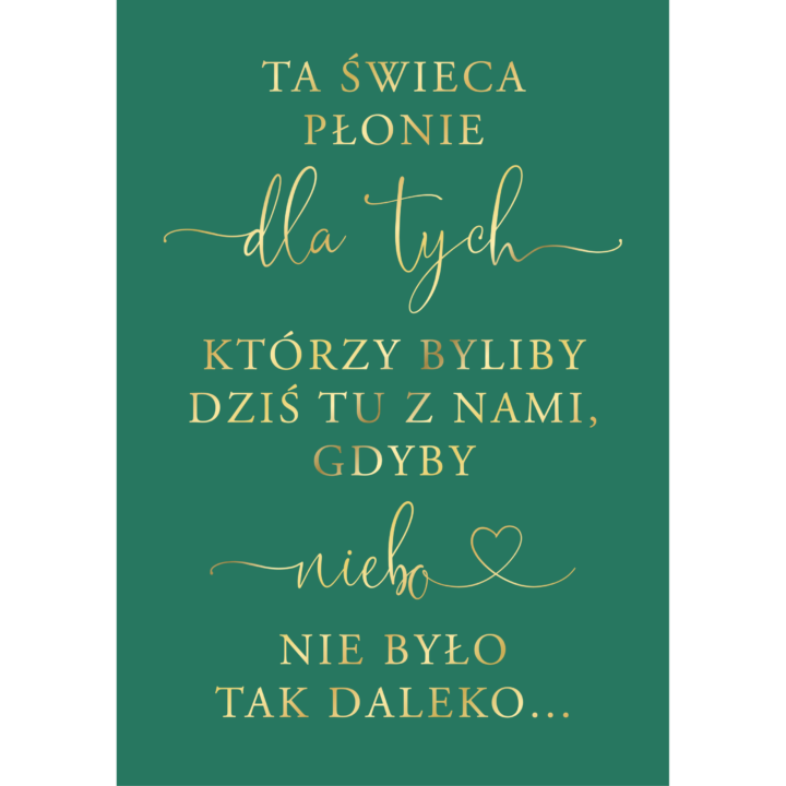 Tablica "Ta świeca płonie..." w3 ze złoconymi napisami, kolory do wyboru