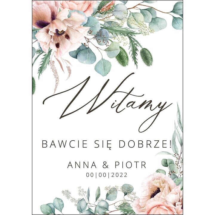 Tablica powitalna Misty Peach, rozmiar do wyboru
