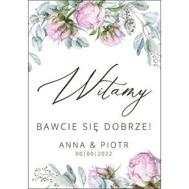 Tablica powitalna Misty Peony, rozmiar do wyboru