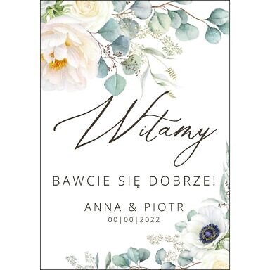 Tablica powitalna Misty White, rozmiar do wyboru