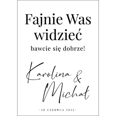 Tablica powitalna typograficzna, rozmiar do wyboru w1