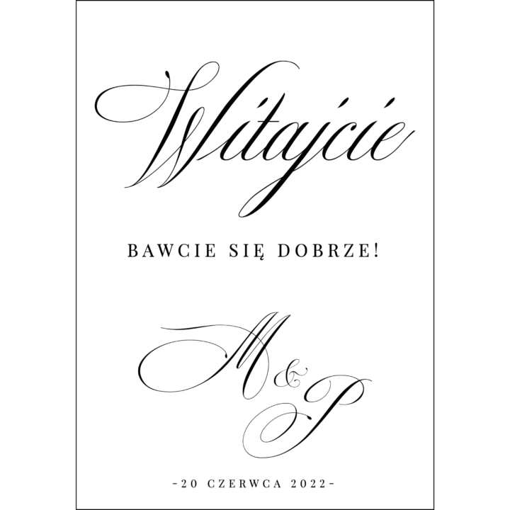 Tablica powitalna typograficzna, rozmiar do wyboru w4