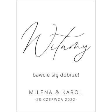 Tablica powitalna typograficzna, rozmiar do wyboru w6