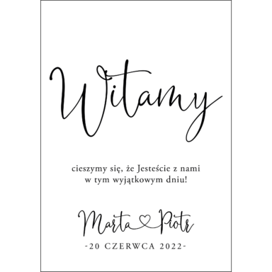 Tablica powitalna typograficzna, rozmiar do wyboru w7
