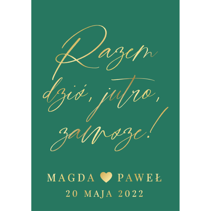 Tablica powitalna w21 ze złoconymi napisami, kolory do wyboru