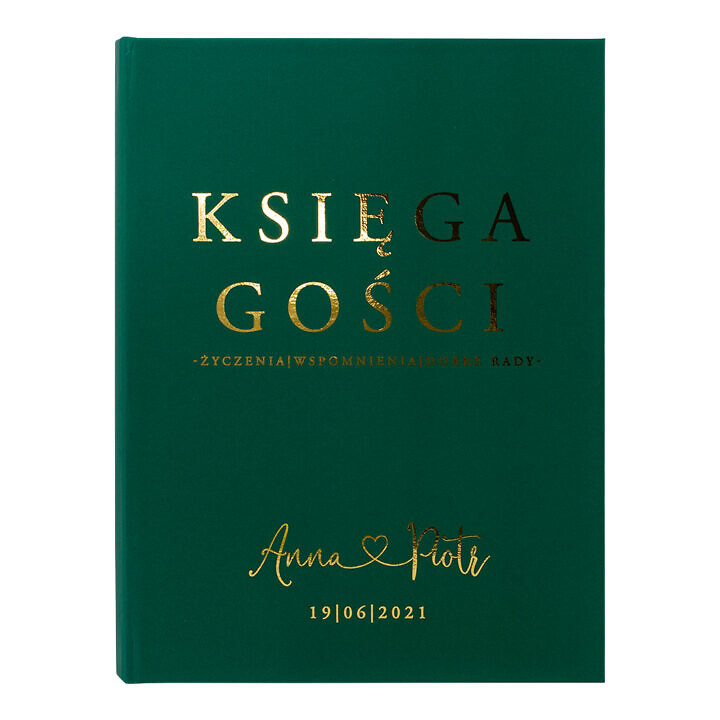 Księga gości złocona english green butelkowa zieleń