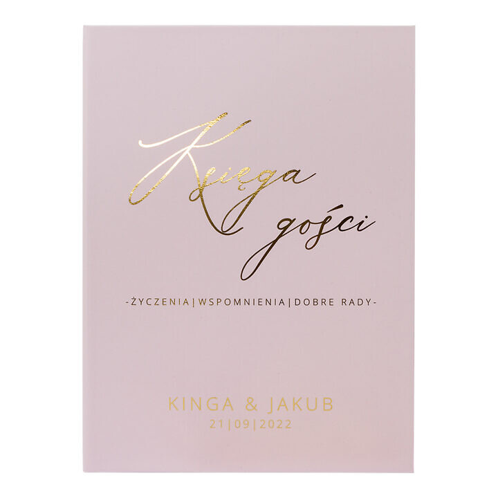 Księga gości złocona pastel pink
