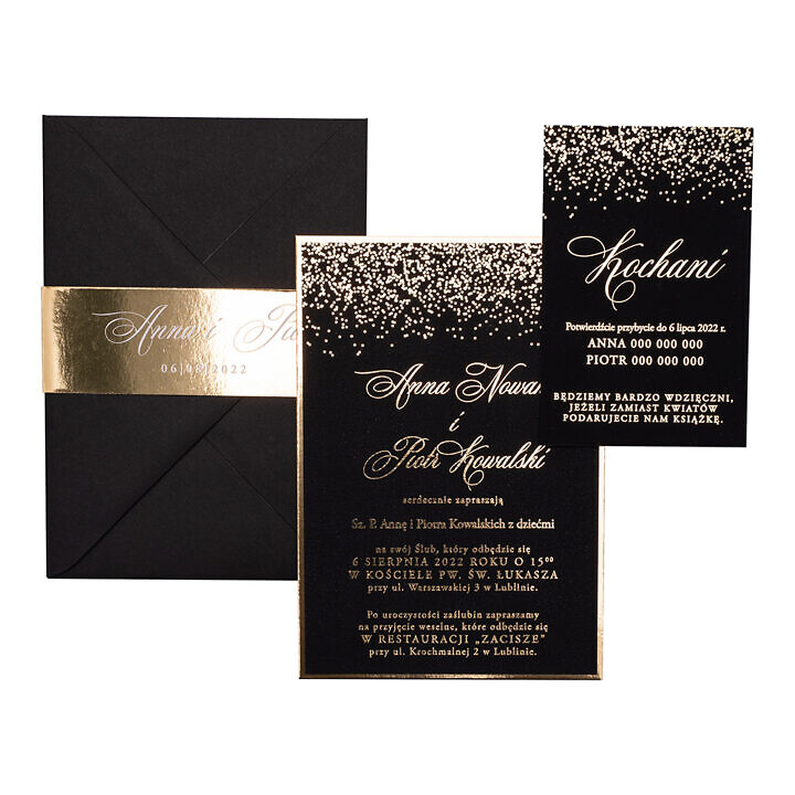 Zaproszenia ślubne Nero Sparkle