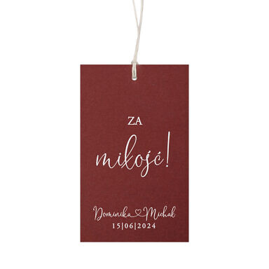 Zawieszka na alkohol biały druk bordeaux